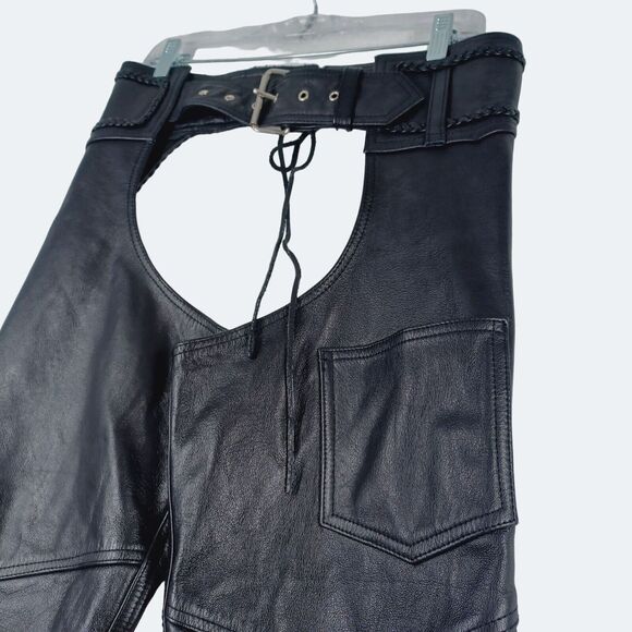 Hudson Biker Braided Leather Chaps Unisex Size Small - Picture 2 of 10